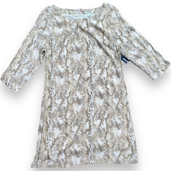 New Old Navy Long Sleeve Neutral Chiffon Snake Print Dress |Size Medium - Picture 8 of 14